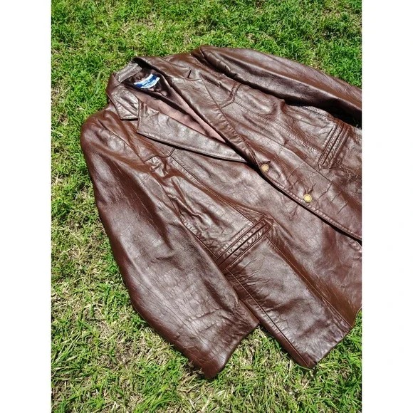 Breier Of Amsterdam Leather Jacket‎ Mens Large Brown Vintage 70s Suit USA Made